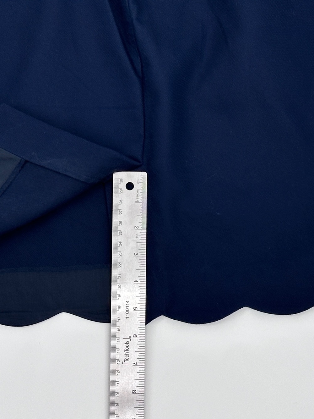 J.Crew Navy Scalloped Hem Cotton Skirt Size 10 Classic Preppy - Picture 6 of 8